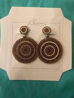 JBloom Round Beaded Drop Earrings in Brown and Gold